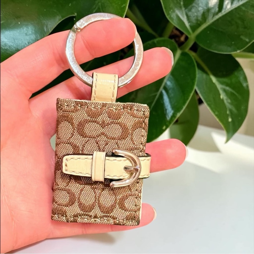 Coach Signature Jacquard Mini Photo Keychain